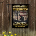 Veterans Day Jesus Flag – Two Defining Forces – Patriotic Garden & House Decoration for Military Heroes - Image 2