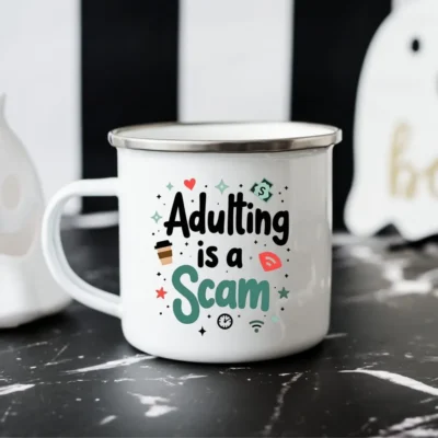 Orders Tracking 1 adulting is a scam enamel camping mug mug mug spot usa dnmqz