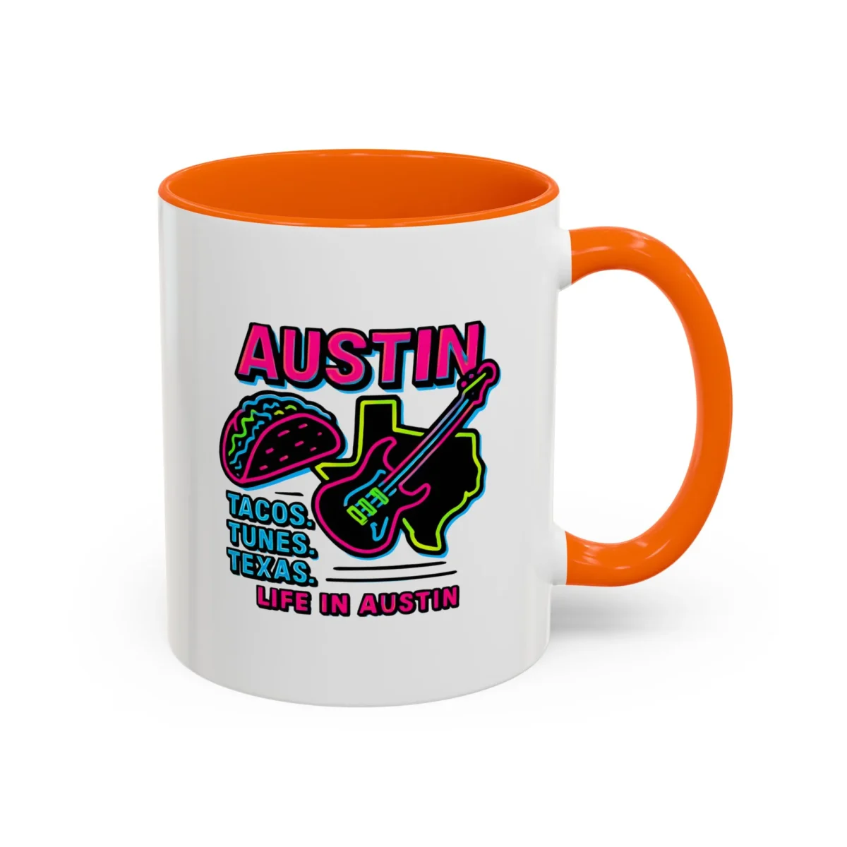 Austin Neon Coffee Mug – Texas Tacos and Tunes Mug - Image 23