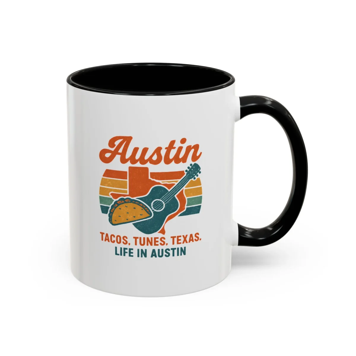Austin Retro Mug – Tacos Tunes Texas Life Coffee Mug - Image 5