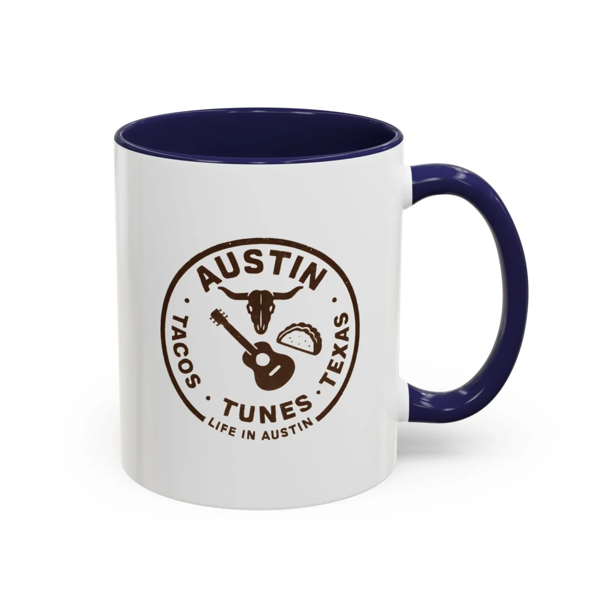 Austin Texas Badge Mug – Rustic Tacos Tunes Life Mug - Image 5