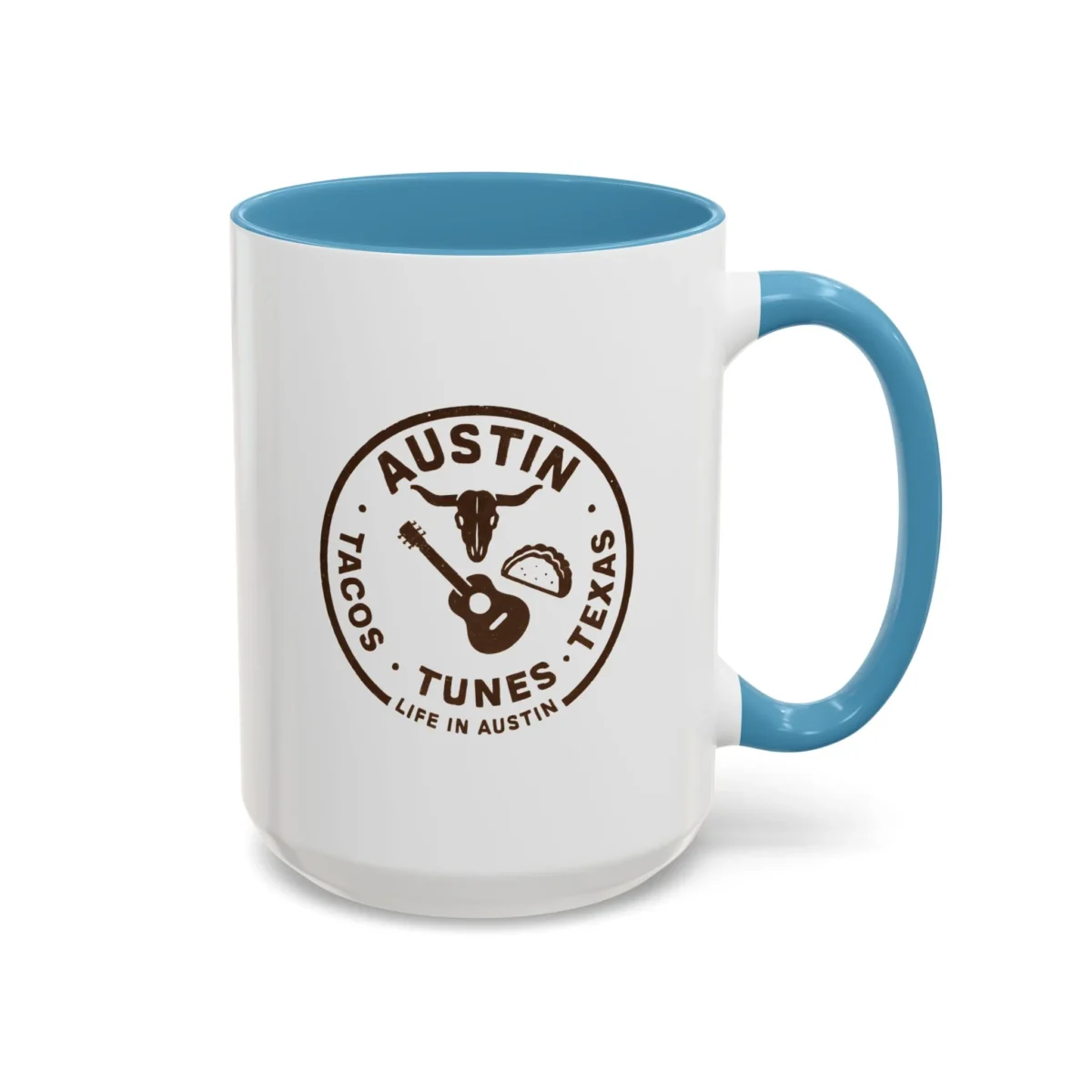 Austin Texas Badge Mug – Rustic Tacos Tunes Life Mug - Image 21