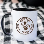 Austin Texas Badge Mug – Rustic Tacos Tunes Life Mug - Image 35