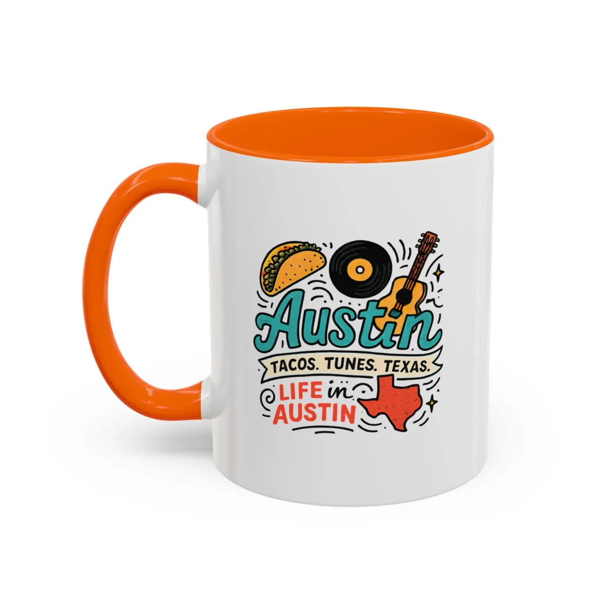 Austin Texas Coffee Mug – Tacos Tunes Life in Austin Mug - Image 24