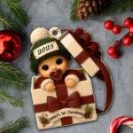 Personalized Baby Girl 1st Christmas Ornament - Baby Boy or Girl First Xmas Acrylic Decoration - Custom Unisex Holiday Keepsake - Newborn Gift 2025 - Image 3