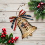 American Liberty Bell Ornament – 250th Anniversary Decoration – Gold Patriotic Christmas Bell With US Flag Bow 1776–2026 USA Gift - Image 4