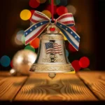 American Liberty Bell Ornament – 250th Anniversary Decoration – Gold Patriotic Christmas Bell With US Flag Bow 1776–2026 USA Gift - Image 3