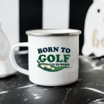 Born to Golf Enamel Camping Mug - Image 4