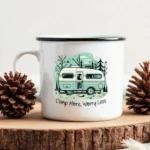 Camp More Worry Less Enamel Camping Mug - Image 4