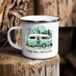 Camp More Worry Less Enamel Camping Mug