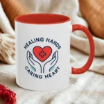 Caring Nurse Mug – Healing Hands Caring Heart Coffee Cup - Image 2