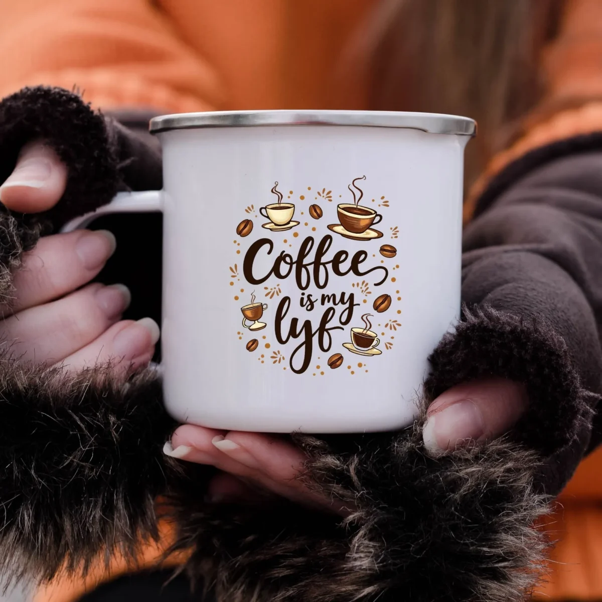 Coffee Is My Lyf Enamel Camping Mug - Image 2