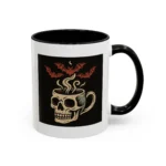 Creepy Skull Coffee Mug – Spooky Halloween Coffee Cup with Bats - Image 3