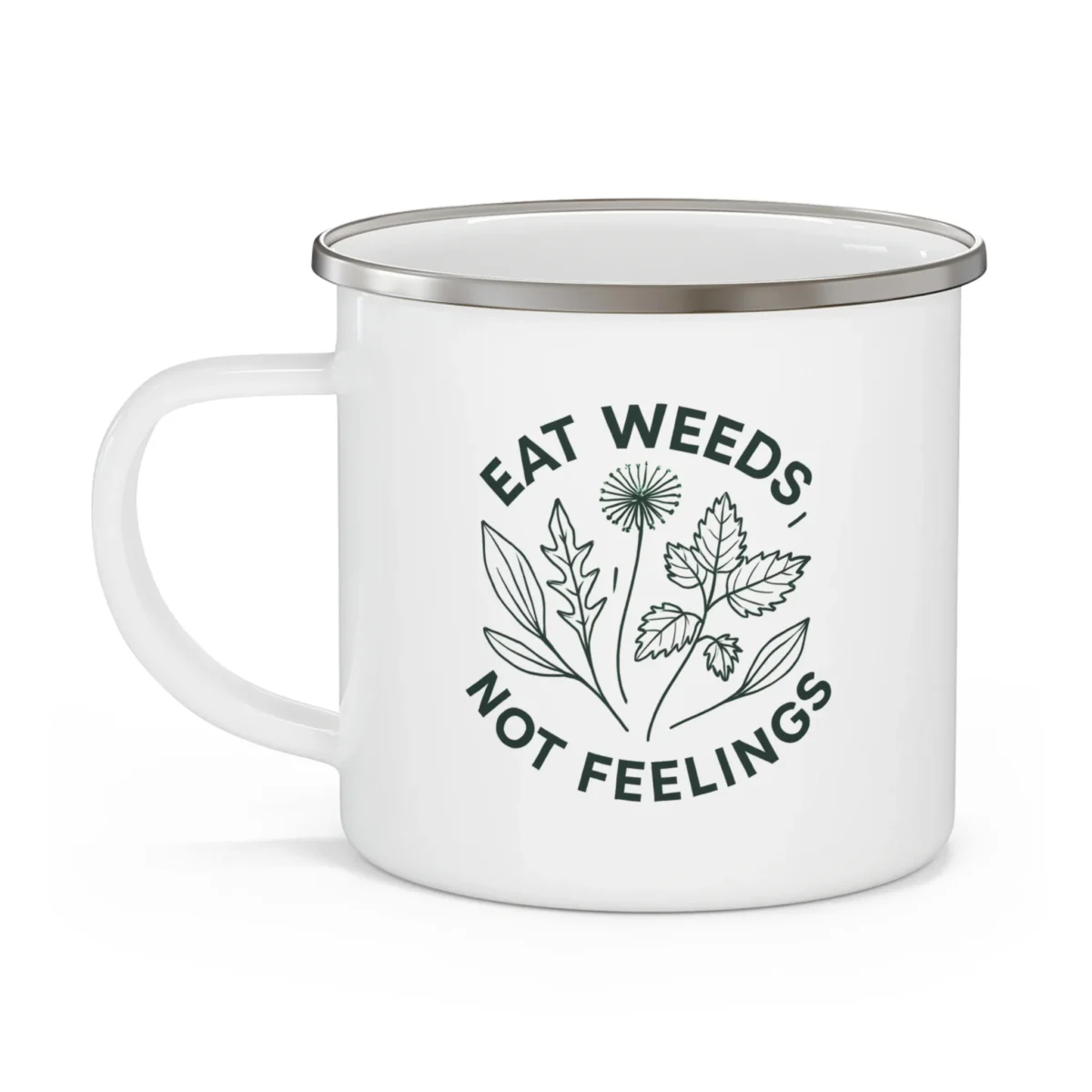 Eat Weeds Not Feelings Botanical Enamel Mug - Image 3