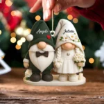 Custom Wedding Gnome Ornament 2025 - Acrylic Bride and Groom Decoration with Hearts and Flowers - Personalized Romantic Gift for Couples - Image 4