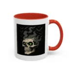 Halloween Skull Mug – Spooky Coffee Cup with Green Eyes & Bats - Image 9