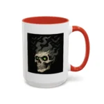 Halloween Skull Mug – Spooky Coffee Cup with Green Eyes & Bats - Image 17