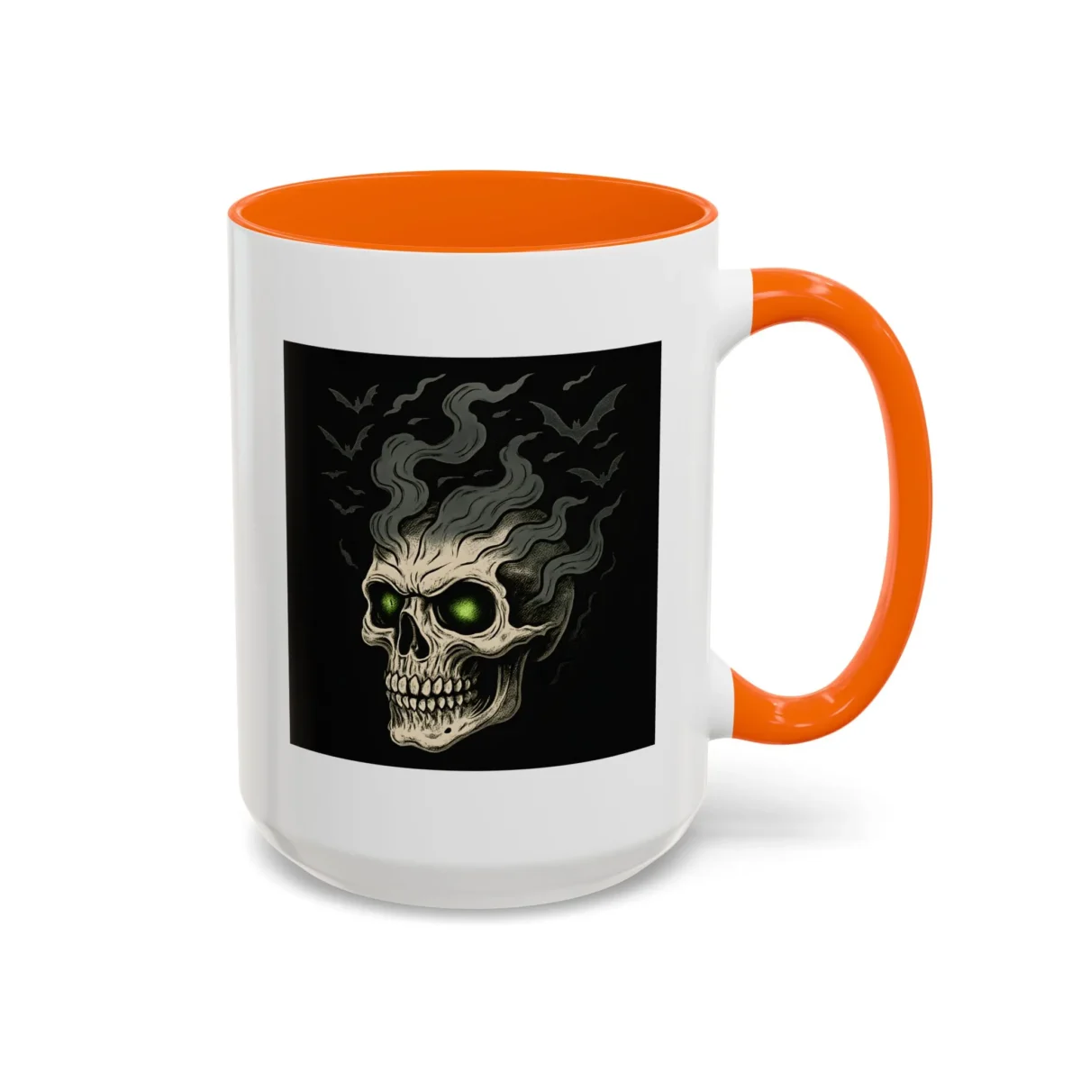 Halloween Skull Mug – Spooky Coffee Cup with Green Eyes & Bats - Image 29