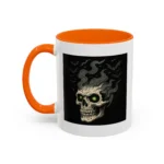 Halloween Skull Mug – Spooky Coffee Cup with Green Eyes & Bats - Image 24