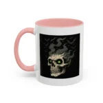 Halloween Skull Mug – Spooky Coffee Cup with Green Eyes & Bats - Image 8