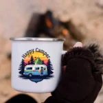 Happy Camper Enamel Camping Mug