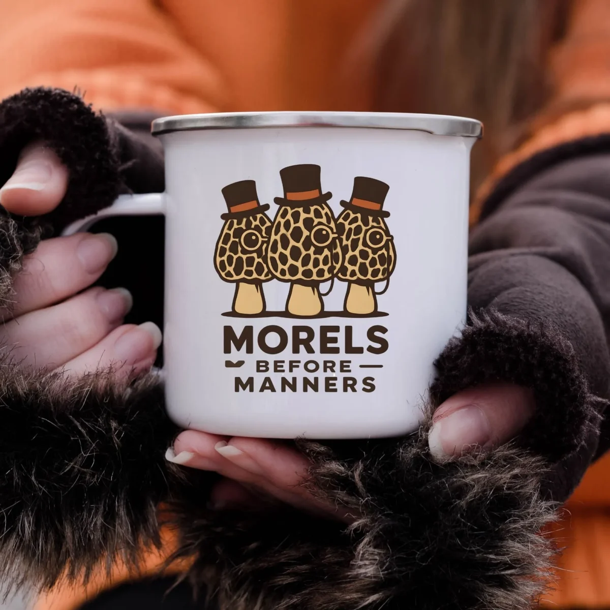 Morels Before Manners Enamel Camping Mug - Image 6
