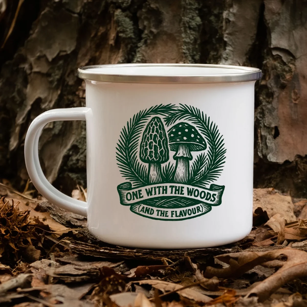 One With the Woods Monochrome Mushroom Mug - Image 2