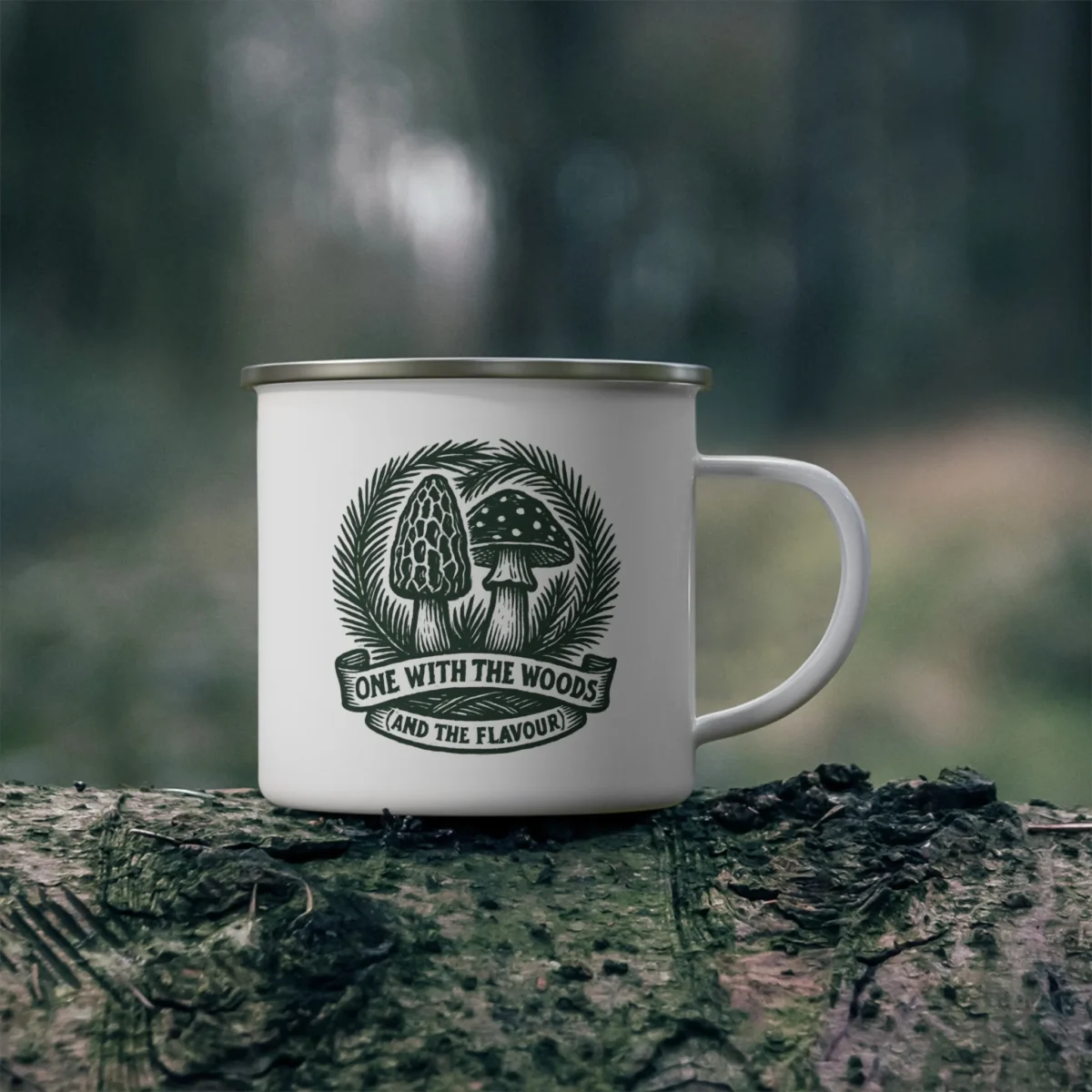 One With the Woods Monochrome Mushroom Mug - Image 4
