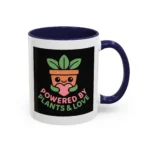 Powered by Plants and Love Mug – Cute Vegan Coffee Cup with Plant Pot Design - Image 5
