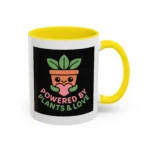 Powered by Plants and Love Mug – Cute Vegan Coffee Cup with Plant Pot Design - Image 27