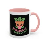 Powered by Plants and Love Mug – Cute Vegan Coffee Cup with Plant Pot Design - Image 37