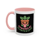Powered by Plants and Love Mug – Cute Vegan Coffee Cup with Plant Pot Design - Image 8