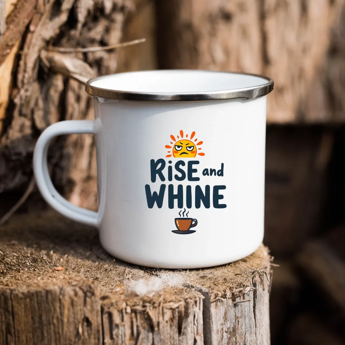 Rise and Whine Enamel Camping Mug - Image 4