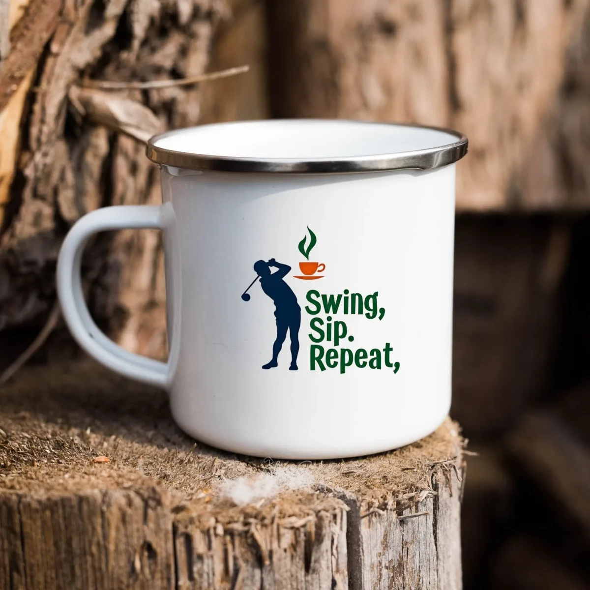 Swing Sip Repeat Enamel Camping Mug - Image 2